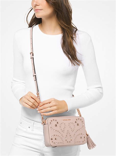 michael kors ginny embellished|Ginny Medium Embellished Leather Crossbody Bag .